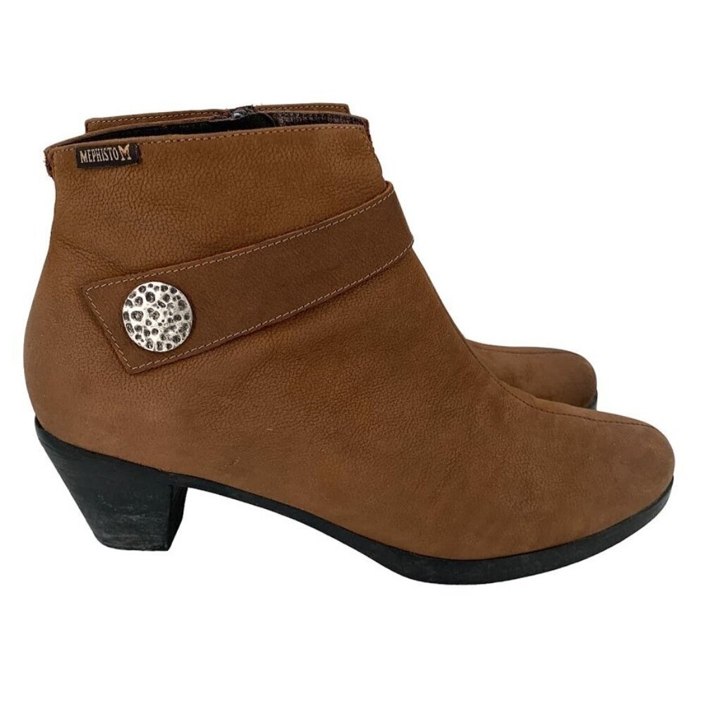 Mephisto Zazy Ankle Boots Brown Suede Leather 8.5 Removable Insoles Western Chic